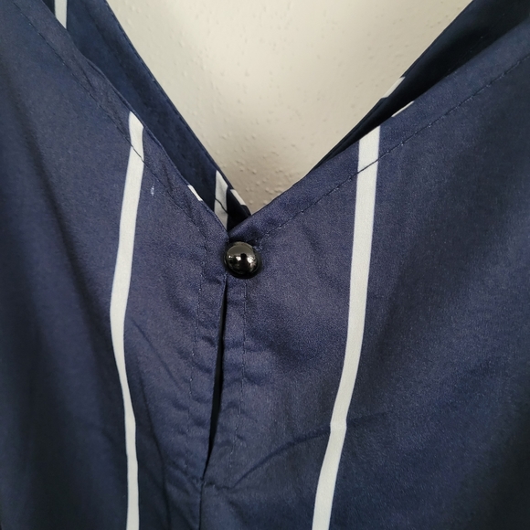 Zaful Navy Blue and White Romper Size 6 - Picture 4 of 11